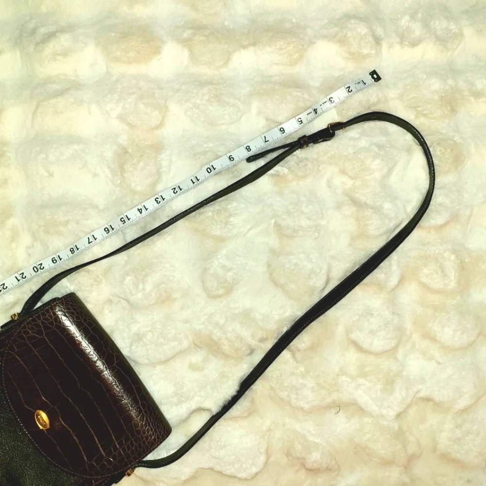 Bally Brown Crocodile Crossbody Bag with Gold Hardware - Picture 9 of 12